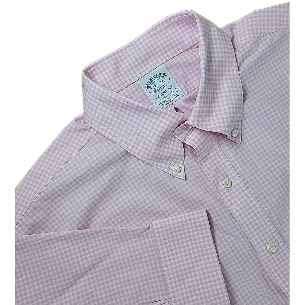 Brooks Brothers Shirt Mens Large Pink‎ Regent Fit Non-Iron Stretch Button Down